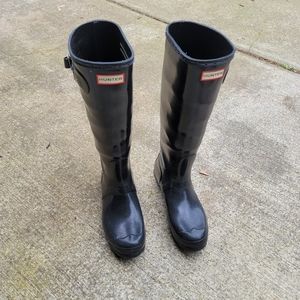 Hunter Tall Gloss Welly Rainboot Black Size 9 Womens